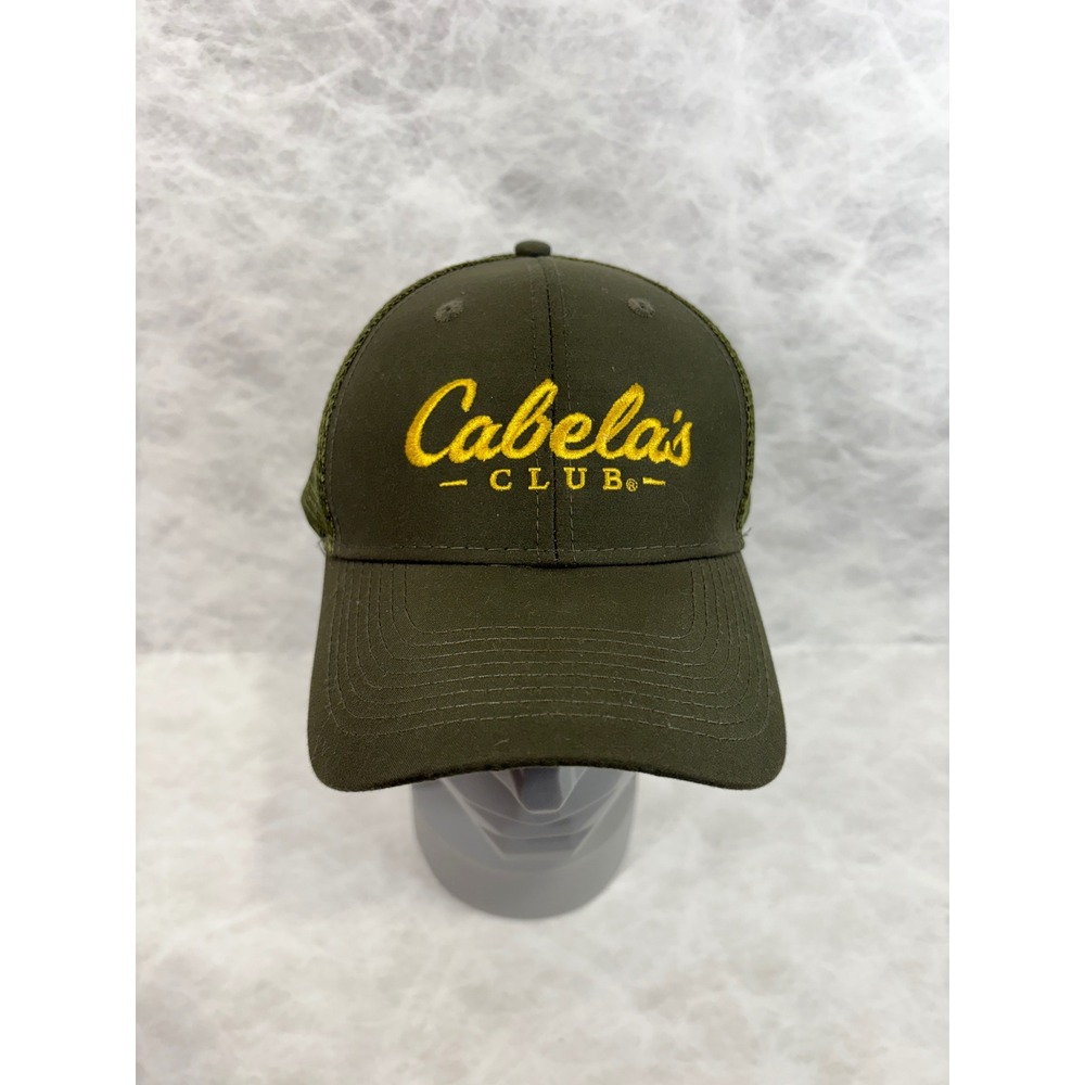 Cabelas Club Trucker Hat Mens Olive Green Mesh Snapback Baseball Cap